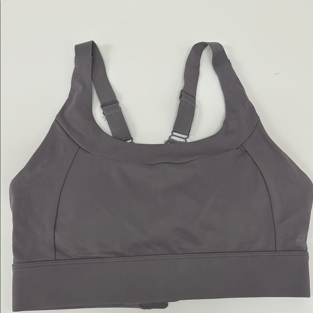 Gray Seamless Racerback Sports Bra with Wide Straps
